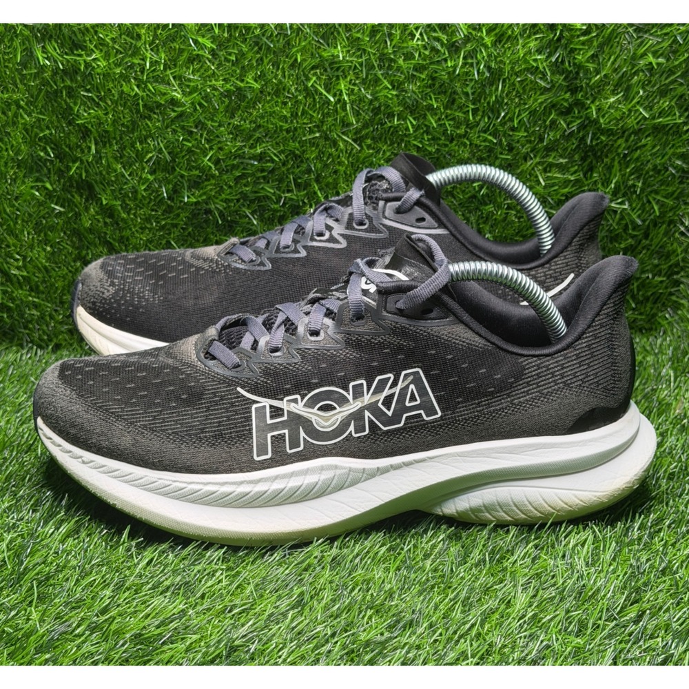 Hoka Mach 6 Mens Size 9D Running Shoes Black White 1147833 BWHT